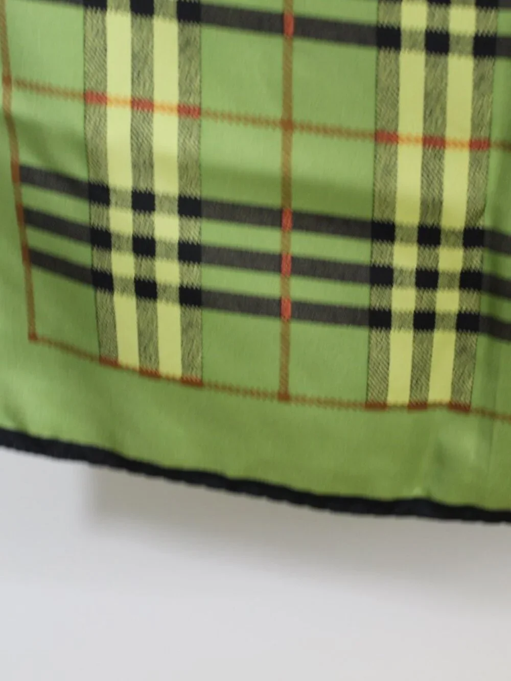 Green‎ Tartan Plaid Silk Scarf Square 34” Classic Preppy Equestrian